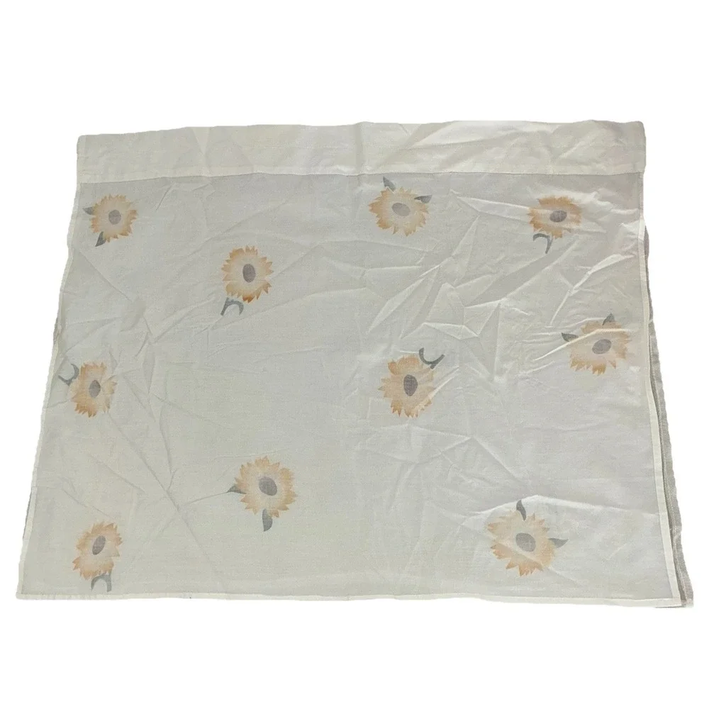 Window Curtain Small White Sunflower Embroidered Layered Floral 24x29